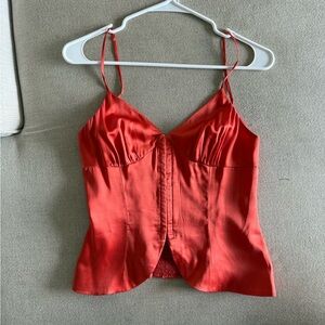 Reformation Scarlet Satin Camisole